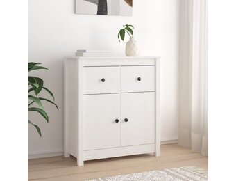 vidaXL Dressoir 70x35x80 cm massief grenenhout wit