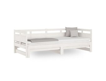vidaXL Slaapbank uitschuifbaar massief grenenhout wit 2x(80x200) cm