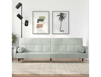 vidaXL Slaapbank met kussens fluweel lichtgrijs