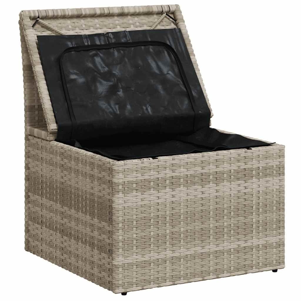 vidaXL Tuinstoel zonder armleuning met kussens poly rattan lichtgrijs