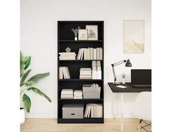 vidaXL Boekenkast Zwart - 40% Korting - Bewerkt Hout 80x24x176 cm