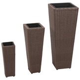 vidaXL Verhoogde Plantenbakken Poly Rattan Bruin (3 st.) - 40% Korting