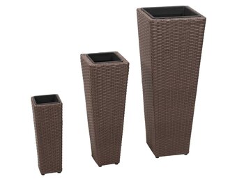 vidaXL Verhoogde Plantenbakken Poly Rattan Bruin (3 st.) - 40% Korting