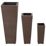 vidaXL Verhoogde Plantenbakken Poly Rattan Bruin (3 st.) - 40% Korting