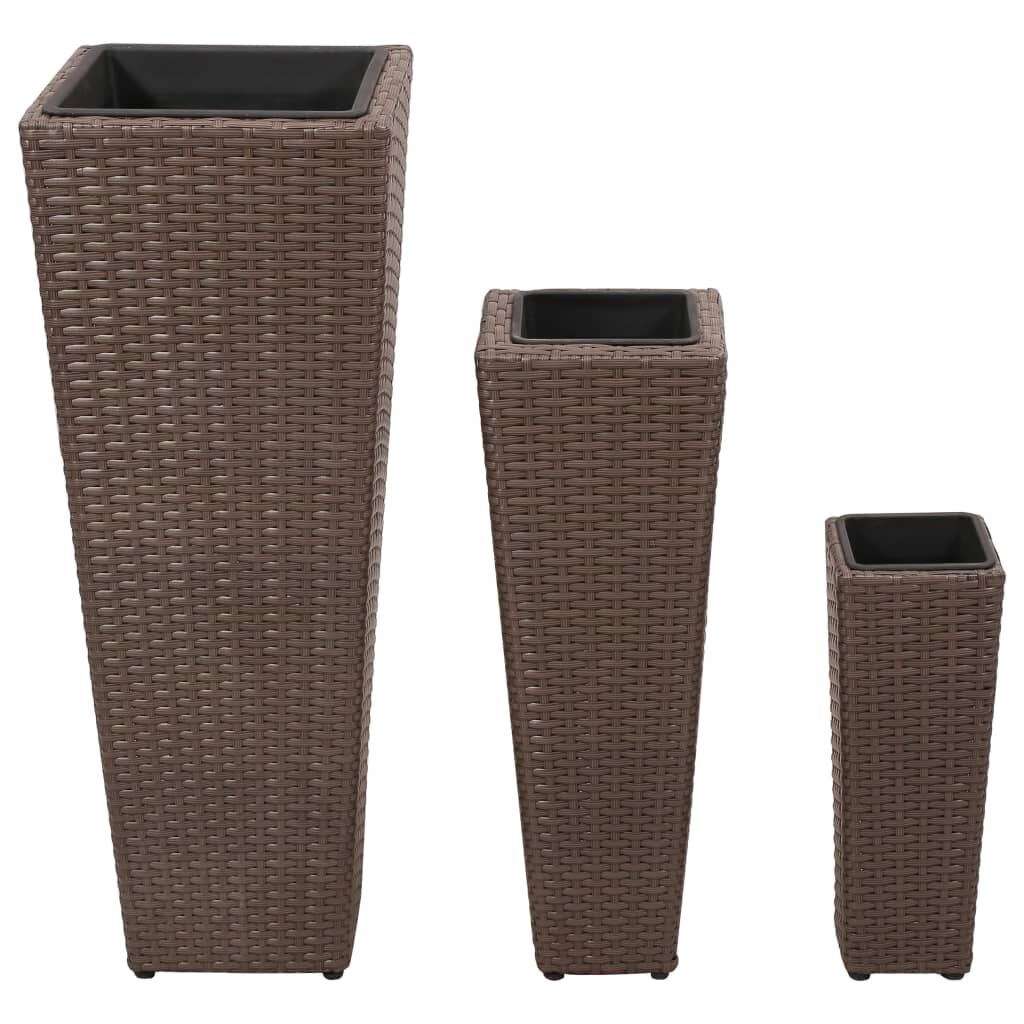 vidaXL Verhoogde Plantenbakken Poly Rattan Bruin (3 st.) - 40% Korting