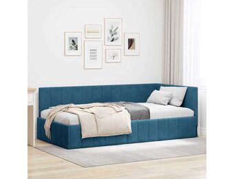 vidaXL Hoekbedframe met hoofdeinde Blauw 90 x 200 cm Fluweel