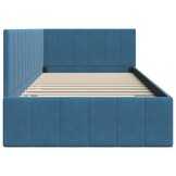 vidaXL Hoekbedframe met hoofdeinde Blauw 90 x 200 cm Fluweel