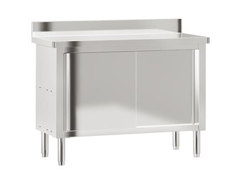 vidaXL Keukenwerktafel met schuifdeuren roestvrijstaal