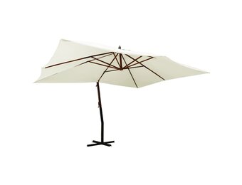 vidaXL Zweefparasol met houten paal 400x300 cm zandwit
