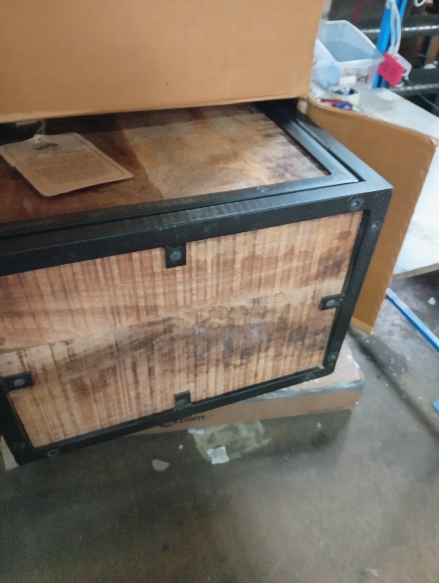 vidaXL Badkamerkast 40x27x90 cm massief mangohout en ijzer