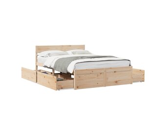 vidaXL Grenen Bedframe met Lades 120x200cm - 40% Korting