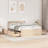 vidaXL Grenen Bedframe met Lades 120x200cm - 40% Korting