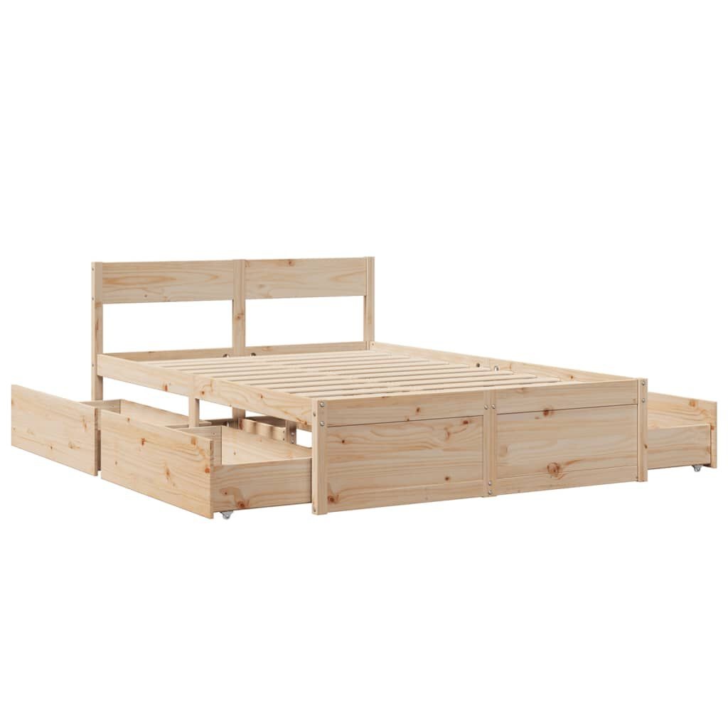 vidaXL Grenen Bedframe met Lades 120x200cm - 40% Korting