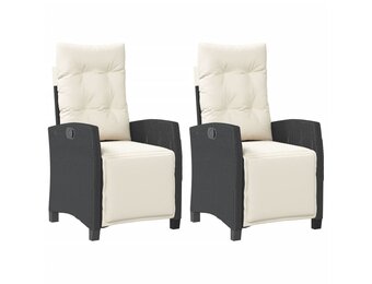 VidaXL Tuinstoelen Zwart - 2x Verstelbaar met Voetensteun | 40% Korting