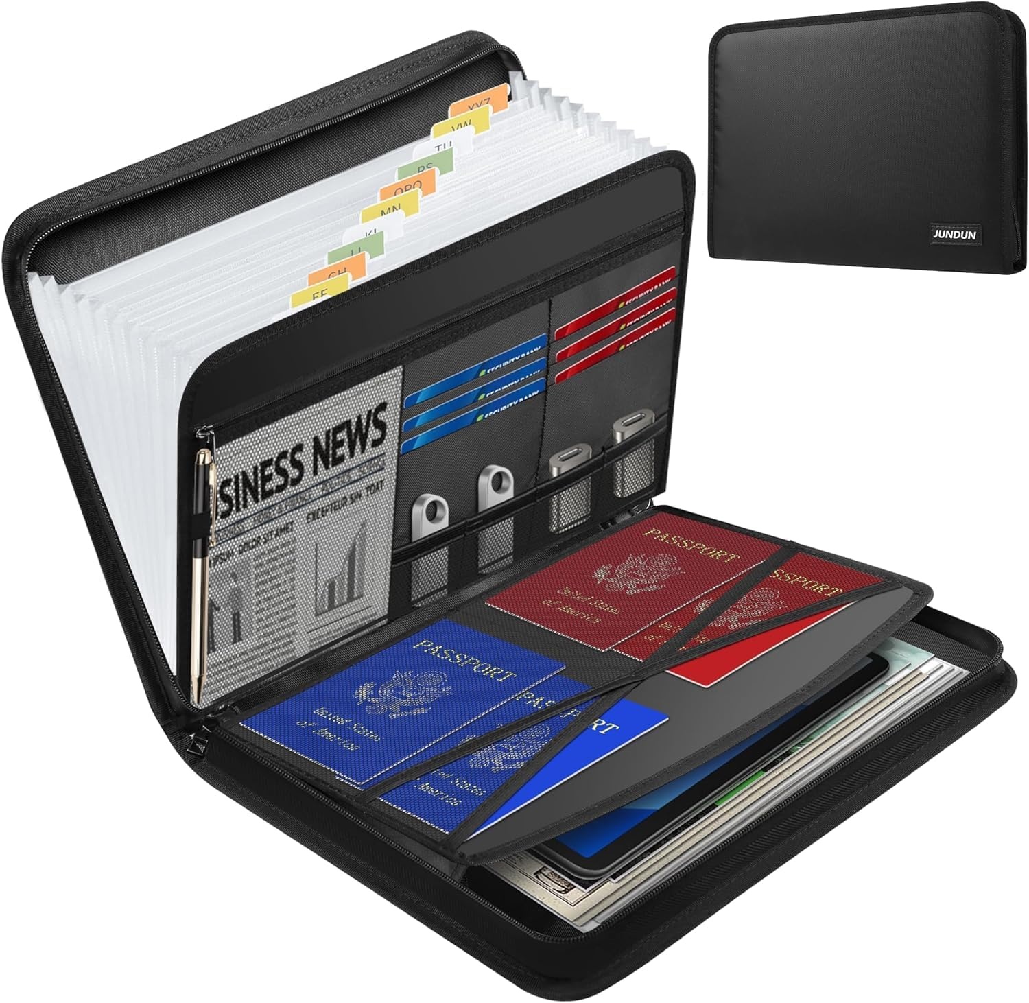 JUNDUN A4 Brandwerende Documentenmap (Zwart) - Nu 35% Korting!