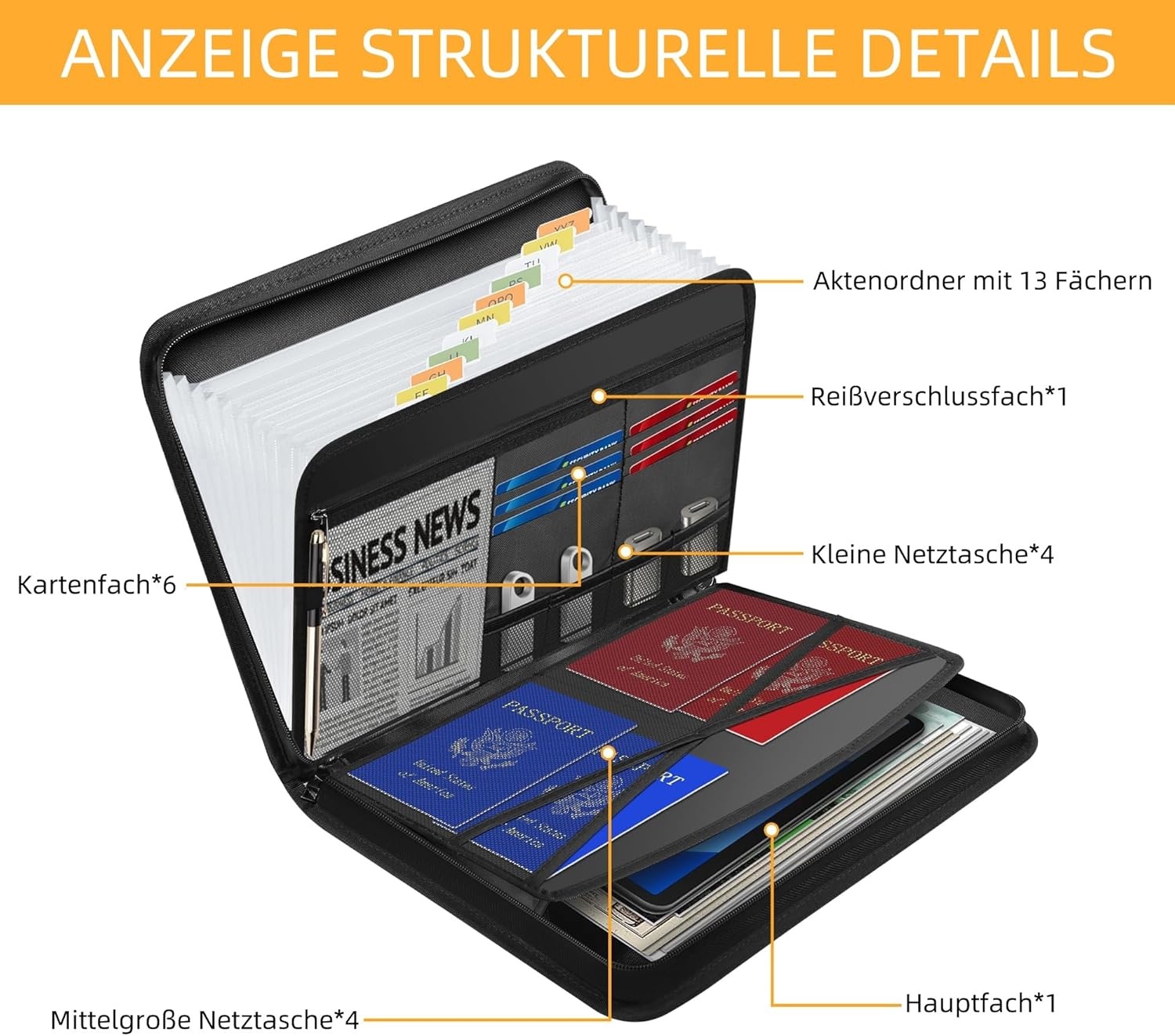JUNDUN A4 Brandwerende Documentenmap (Zwart) - Nu 35% Korting!