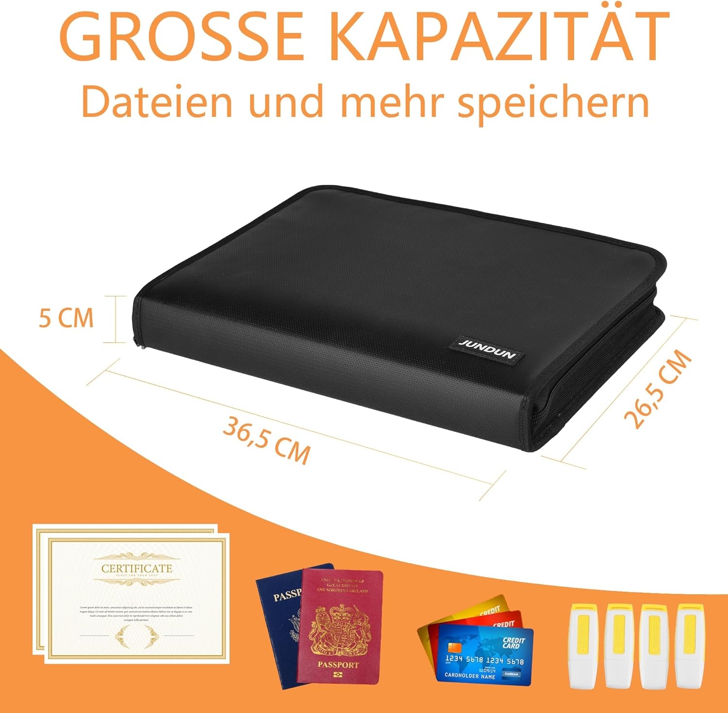 JUNDUN A4 Brandwerende Documentenmap (Zwart) - Nu 35% Korting!