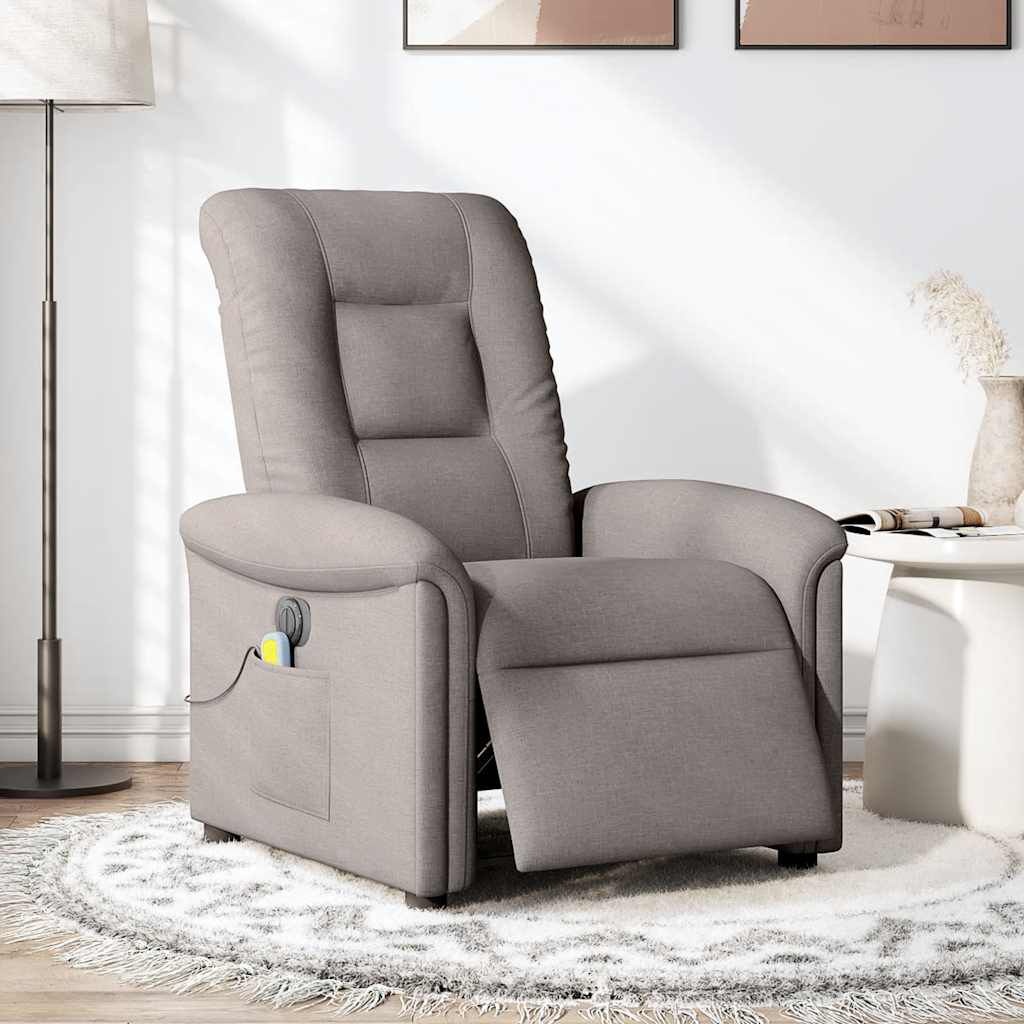 Elektrische Massagestoel Stof Taupe - 40% Korting
