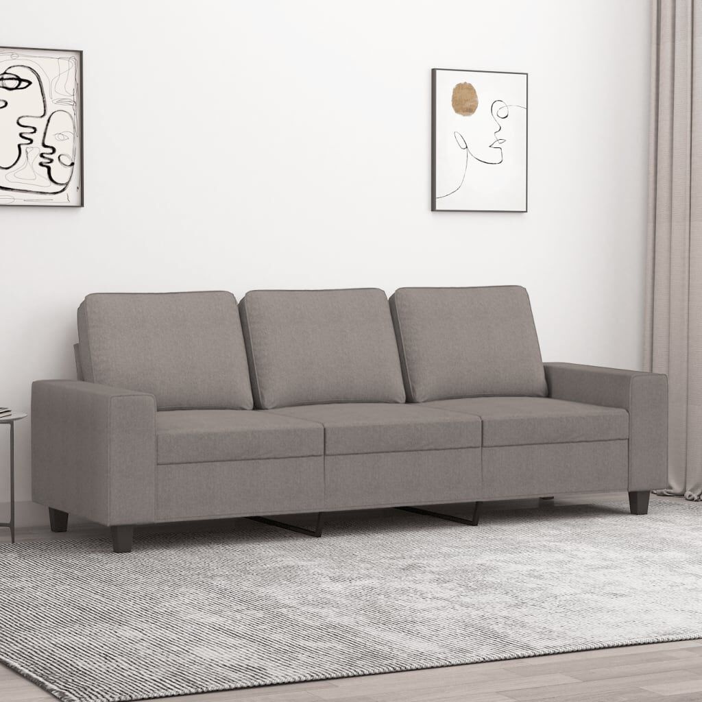 vidaXL Driezitsbank 180 cm stof taupe