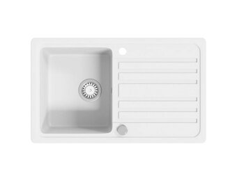 Spoelbak graniet enkele bak met afvoer omkeerbaar crème