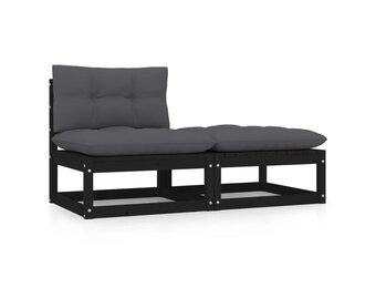 vidaXL Loungeset Grenenhout Zwart - 70% Korting