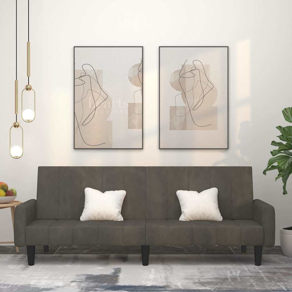 VidaXL Slaapbank 2-zits Fluweel Donkergrijs - 40% Korting