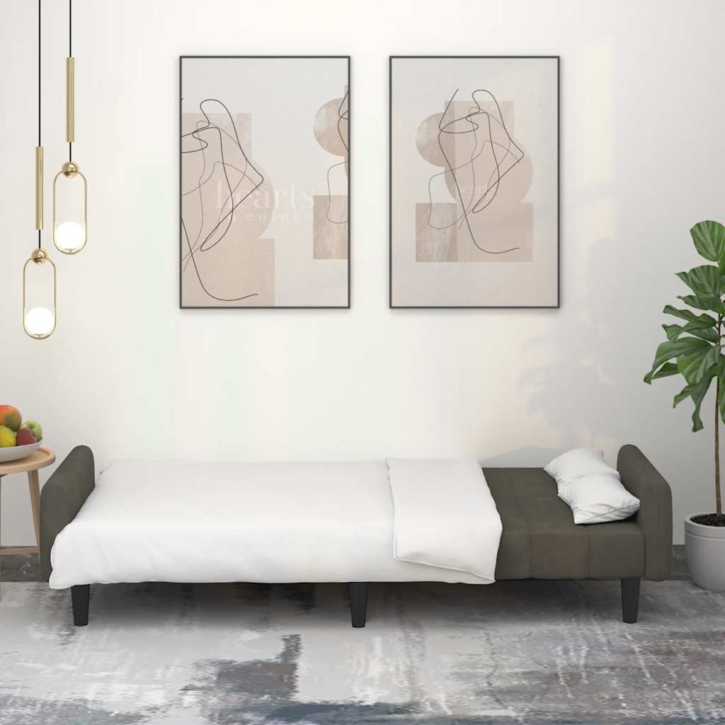 VidaXL Slaapbank 2-zits Fluweel Donkergrijs - 40% Korting