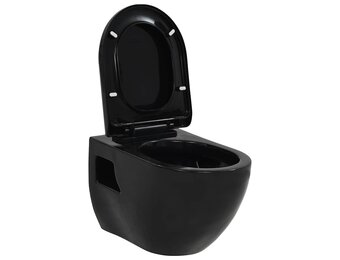 vidaXL Wandtoilet Keramiek Zwart - Nu 55% Korting!