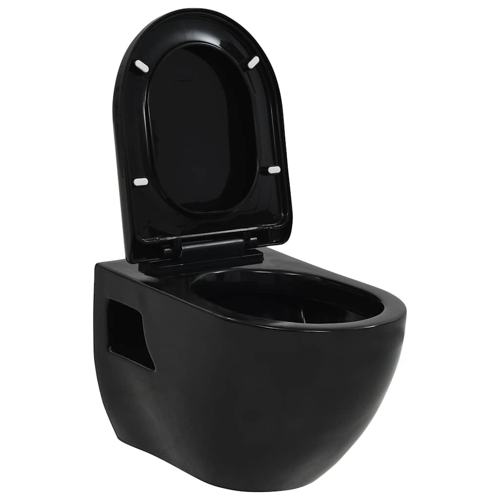 vidaXL Wandtoilet Keramiek Zwart - Nu 55% Korting!