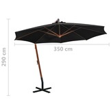 vidaXL Zweefparasol Hout Zwart 3.5x2.9m | 57% Korting | Ongebruikt