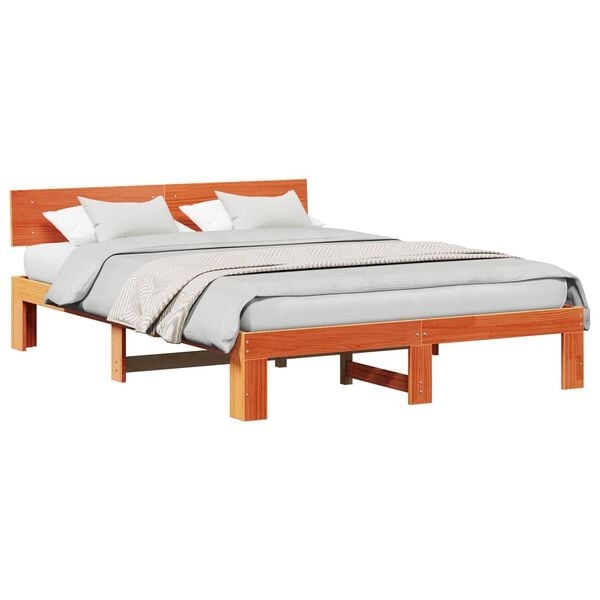 vidaXL Bedframe Bruin 140x200 cm Grenenhout | Nu 40% Korting!