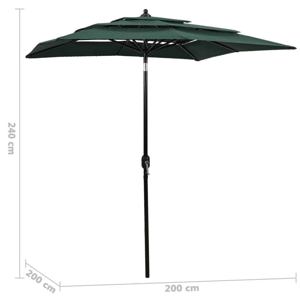 vidaXL Parasol 3-laags Groen (2x2m) - 65% Korting!