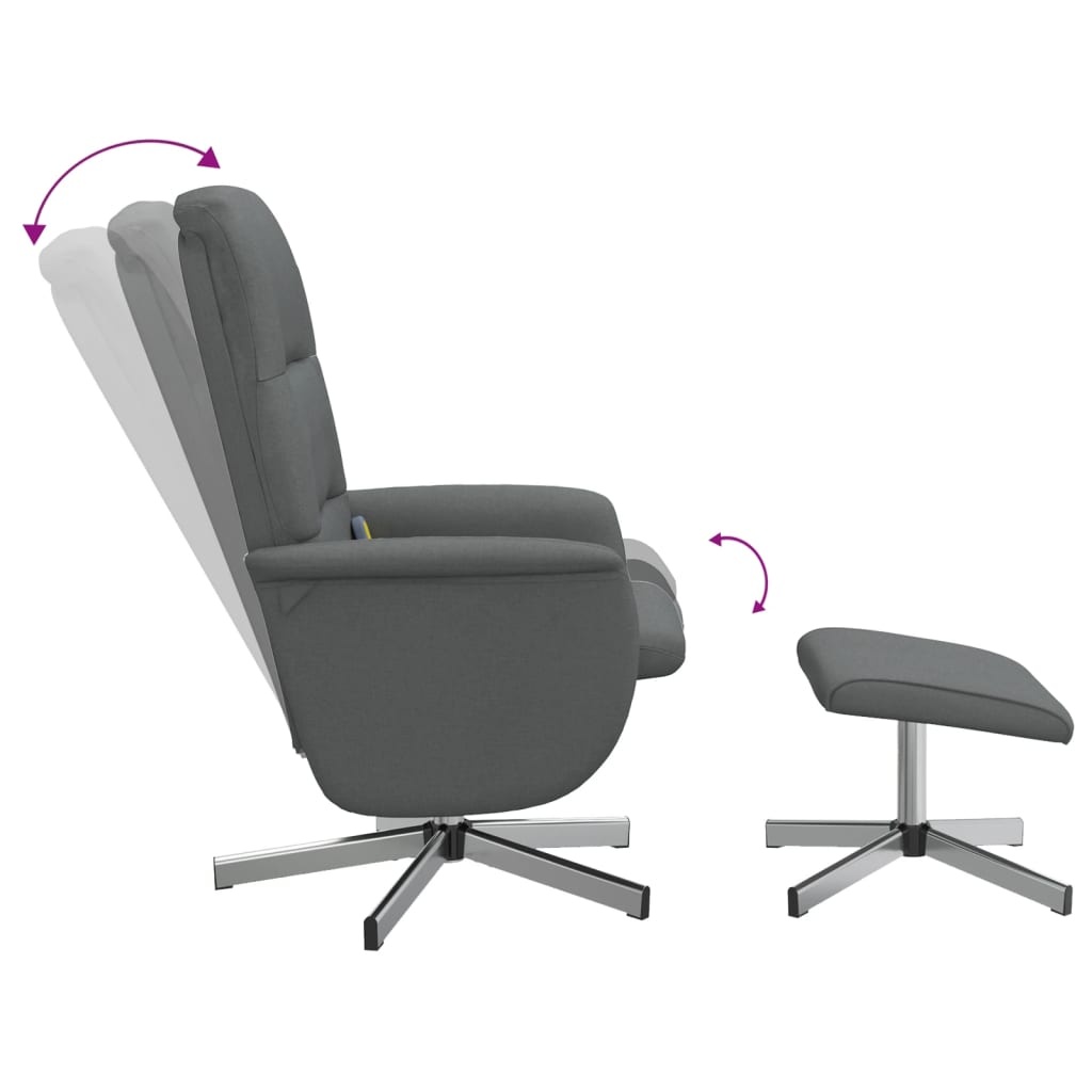 vidaXL Massagestoel met Voetenbank - Stof Donkergrijs (40% Korting!)