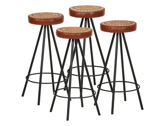 VidaXL Barkrukken 4 st - Echt Leer met 40% Korting