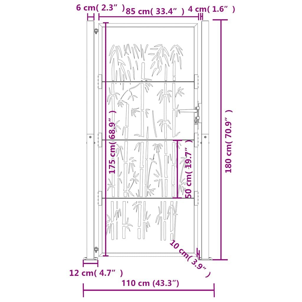 vidaXL Poort met Bamboe-ontwerp - 105x180cm Staal - 40% Korting!