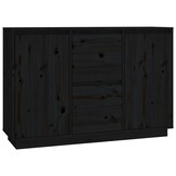 vidaXL Dressoir Massief Grenenhout Zwart - 55% Korting
