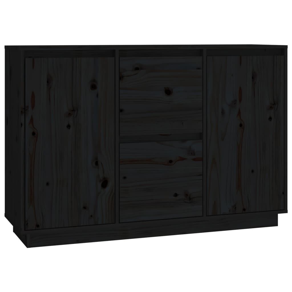 vidaXL Dressoir Massief Grenenhout Zwart - 55% Korting
