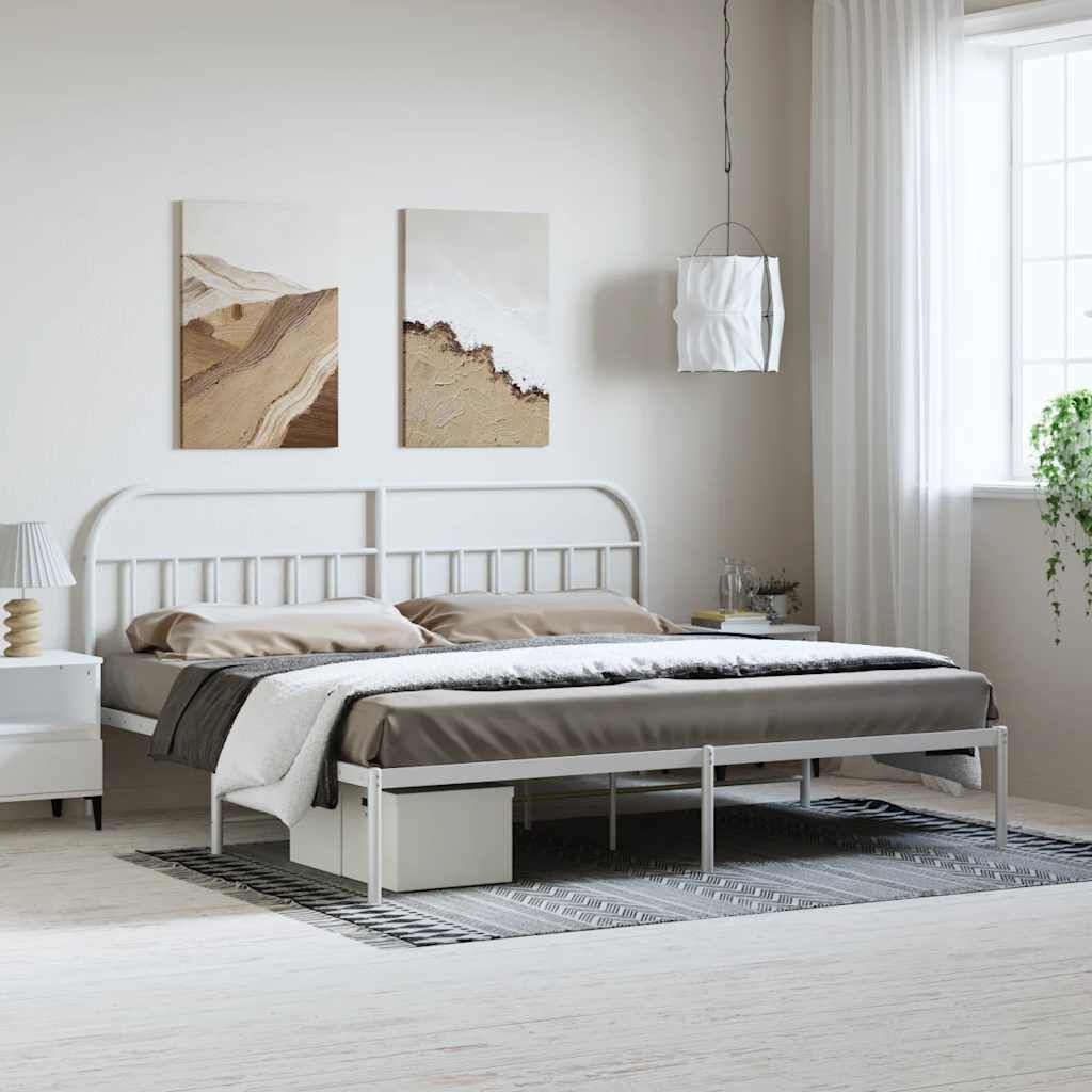 vidaXL Bedframe Metaal Wit 193x203cm - 55% Korting!