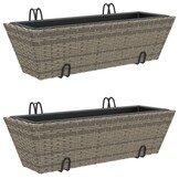 vidaXL Plantenbakken 2 st met haken poly rattan grijs - 41% Korting!