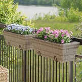 vidaXL Plantenbakken 2 st met haken poly rattan grijs - 41% Korting!