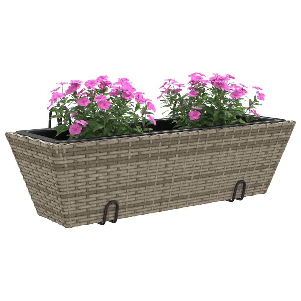 vidaXL Plantenbakken 2 st met haken poly rattan grijs - 41% Korting!