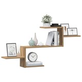 vidaXL Wandschap Bewerkt Hout - 104x15x49 cm | Artisanaal Eiken (55% Korting)