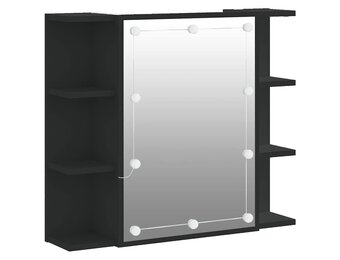vidaXL Spiegelkast met LED 70x16,5x60 cm Zwart | 35% Korting
