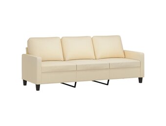 vidaXL Driezitsbank 180 cm Stof Crèmekleurig - 40% Korting!