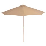 vidaXL Parasol met houten paal 300 cm taupe - 40% Korting