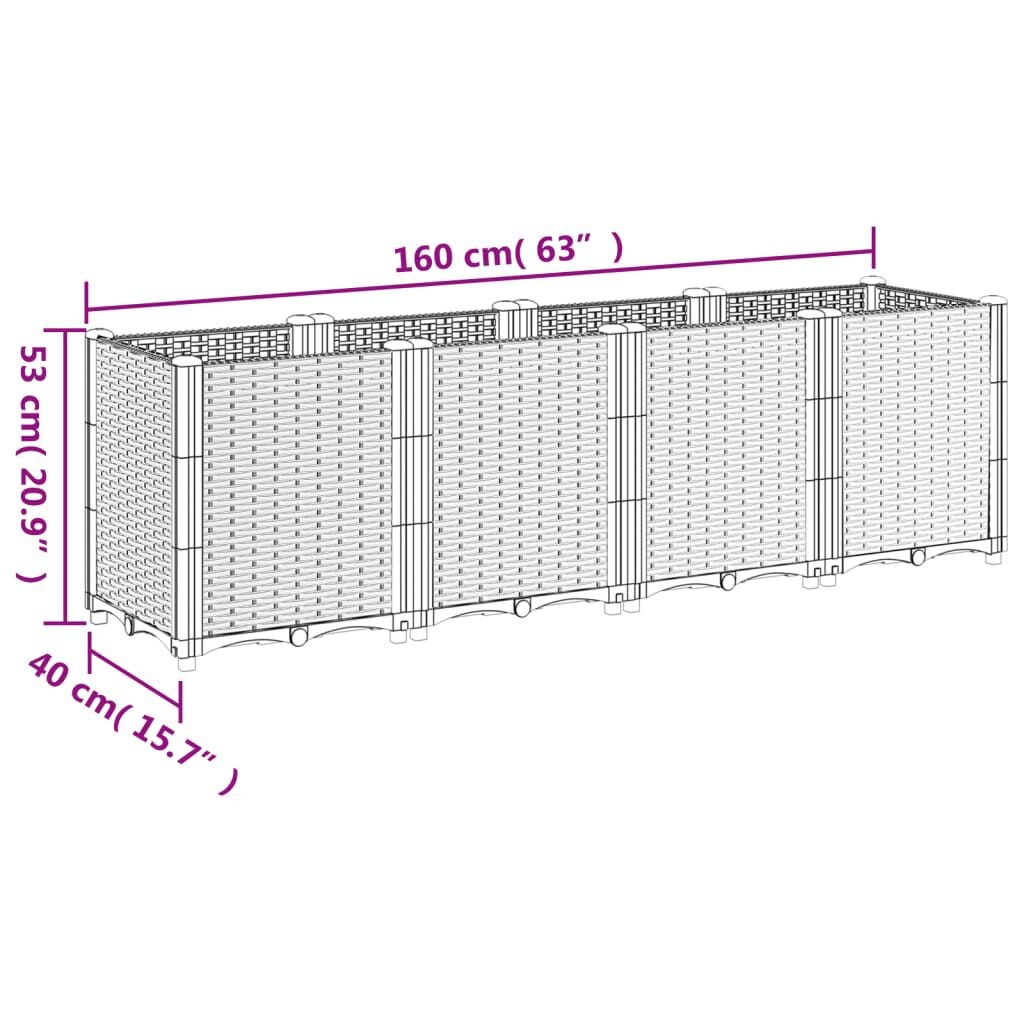 vidaXL Plantenbak Polypropeen Zwart - 160x40x53 cm | 55% Korting