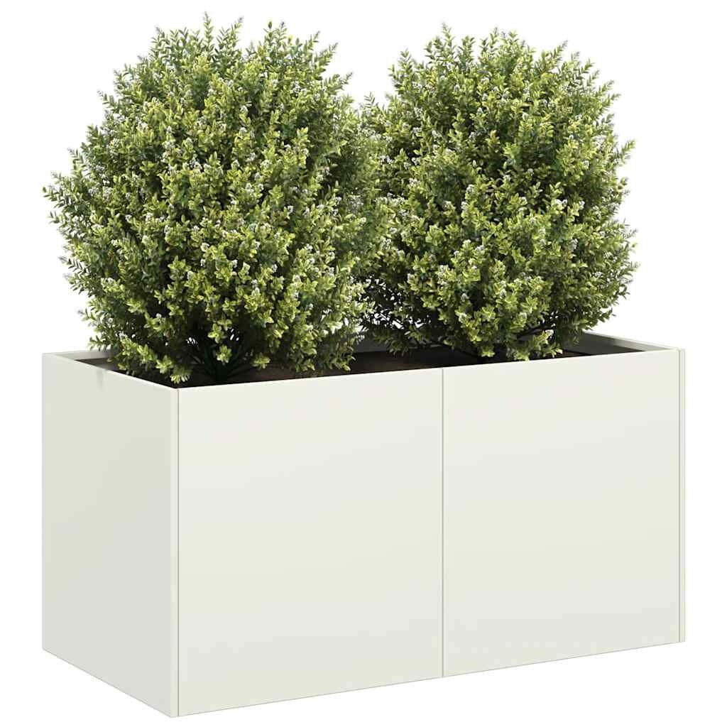 vidaXL Plantenbak Staal Wit 80x40x40 cm - 40% Korting