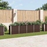 vidaXL Verhoogde Plantenbak 320x40x77 cm - Gegalvaniseerd Staal (Bruin) - 60% Korting!