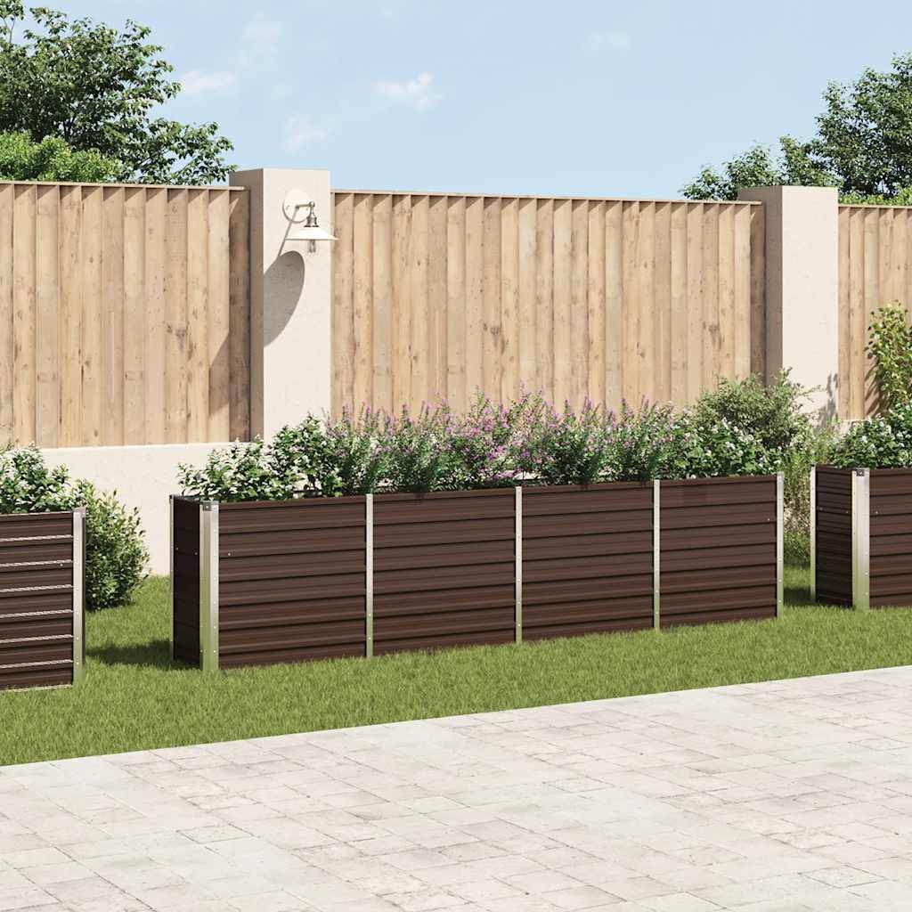 vidaXL Verhoogde Plantenbak 320x40x77 cm - Gegalvaniseerd Staal (Bruin) - 60% Korting!