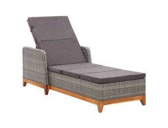 VidaXL Ligbed Poly Rattan & Acaciahout - Grijs | 40% Korting